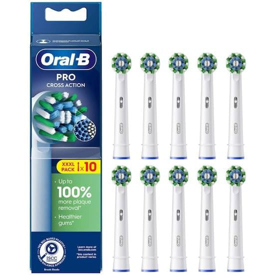 Oral-B Pro Cross Action 10pk EB50RX-10 Electric Toothbrush Head Plaque Removal, White