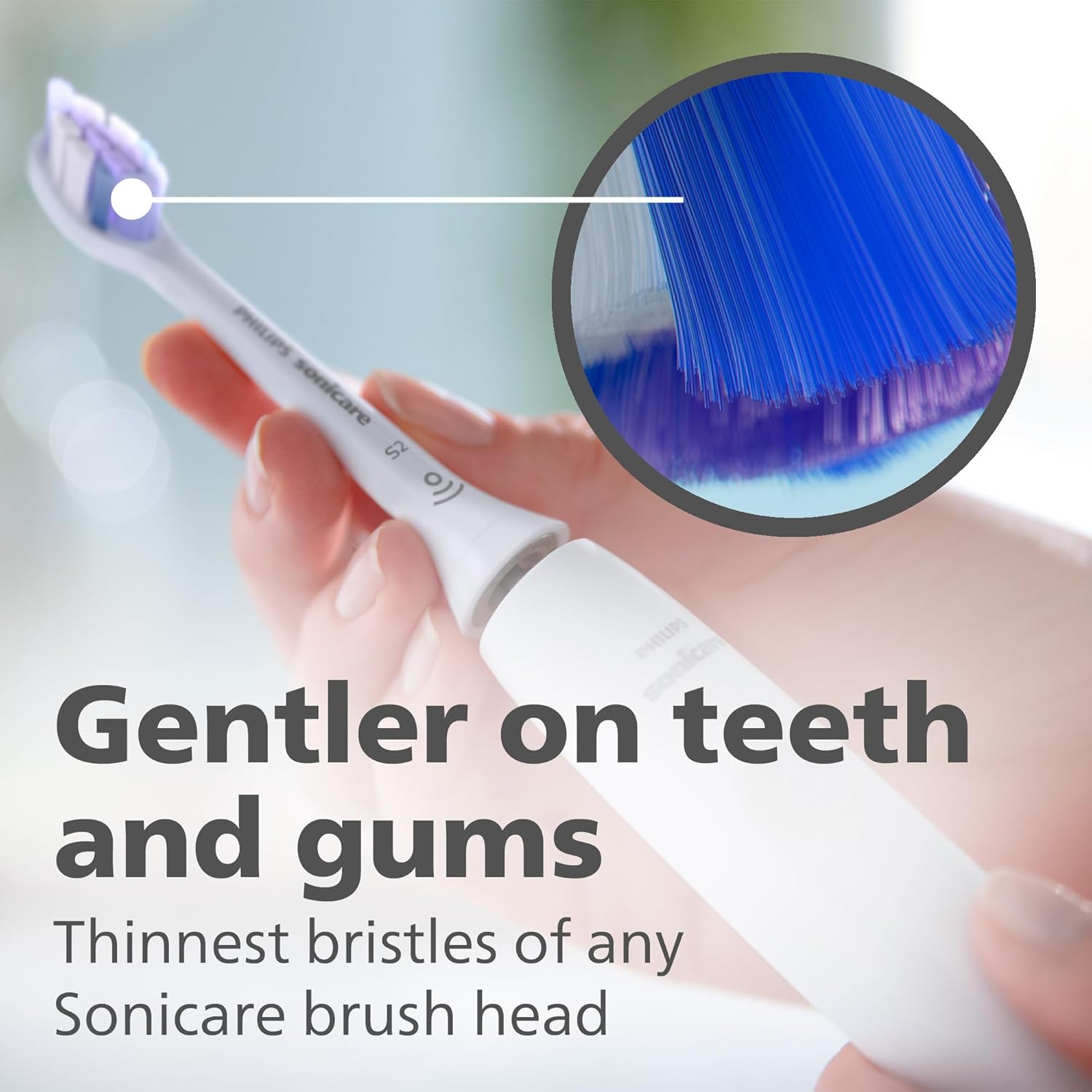 Philips Sonicare Brush Heads, S2 Sensitive Brush Head with Ultra-Soft bristles for Sensitive Teeth and Gums, White, 4-Pack, (Model HX6054/10)