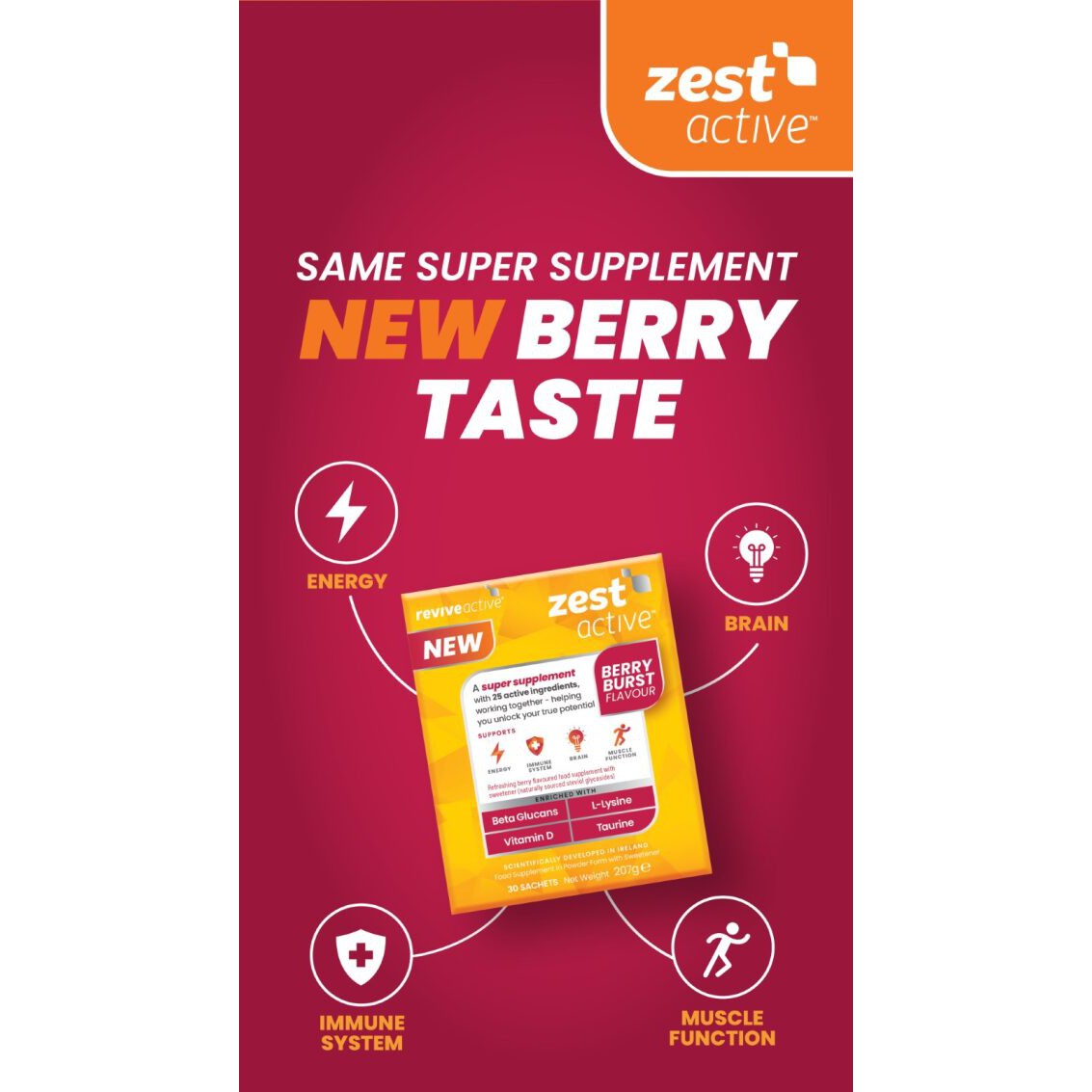 Revive Active Super Supplement Zest Active Berry Burst  Flavour 7 day pack