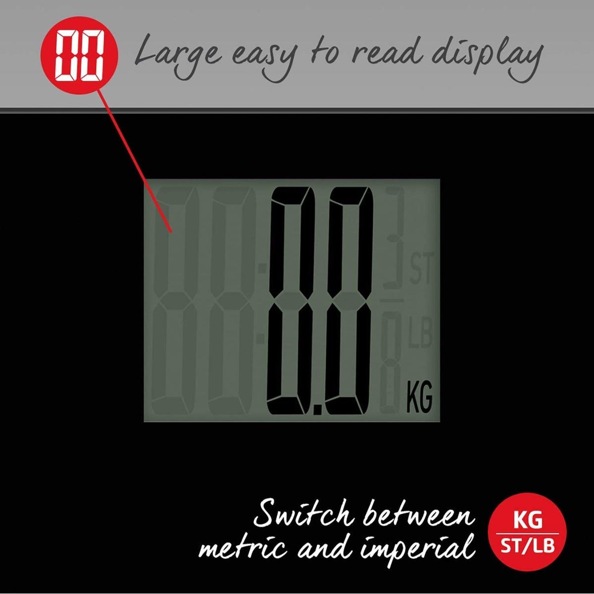 Salter Max 250kg  / 39st 6 lb Digital Bathroom Scale – Weighing Scales For Body Weight, Supersize LCD Display - Model Number - 9049 BK3R - Healthxpress.ie