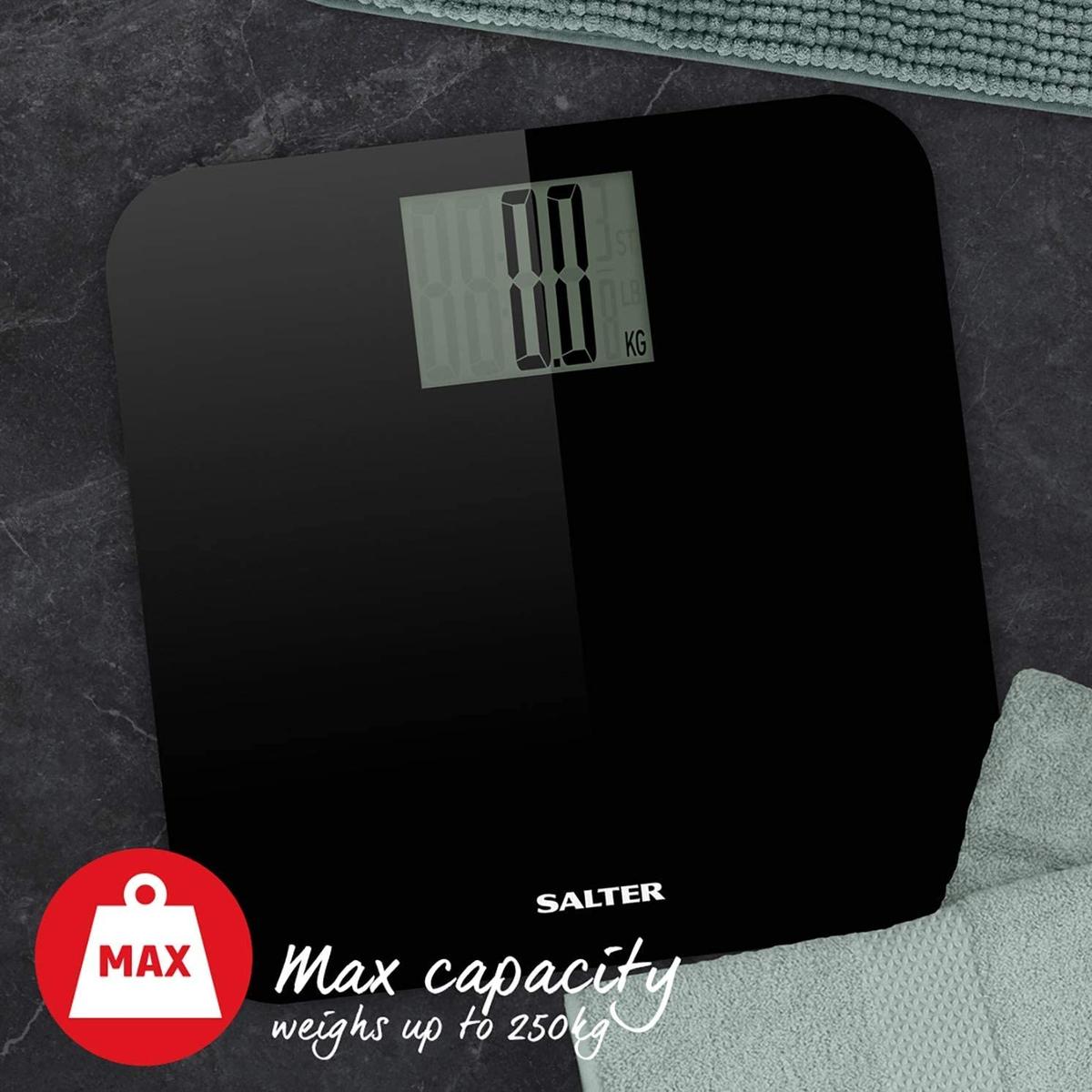 Salter Max 250kg  / 39st 6 lb Digital Bathroom Scale – Weighing Scales For Body Weight, Supersize LCD Display - Model Number - 9049 BK3R - Healthxpress.ie