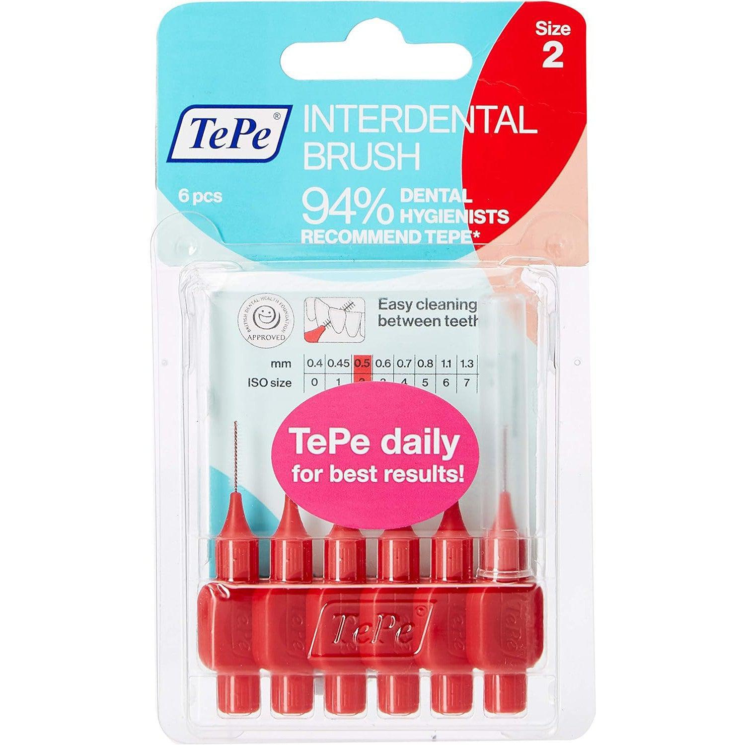 TEPE 0.5mm Interdental Red Brushes Pack of 6