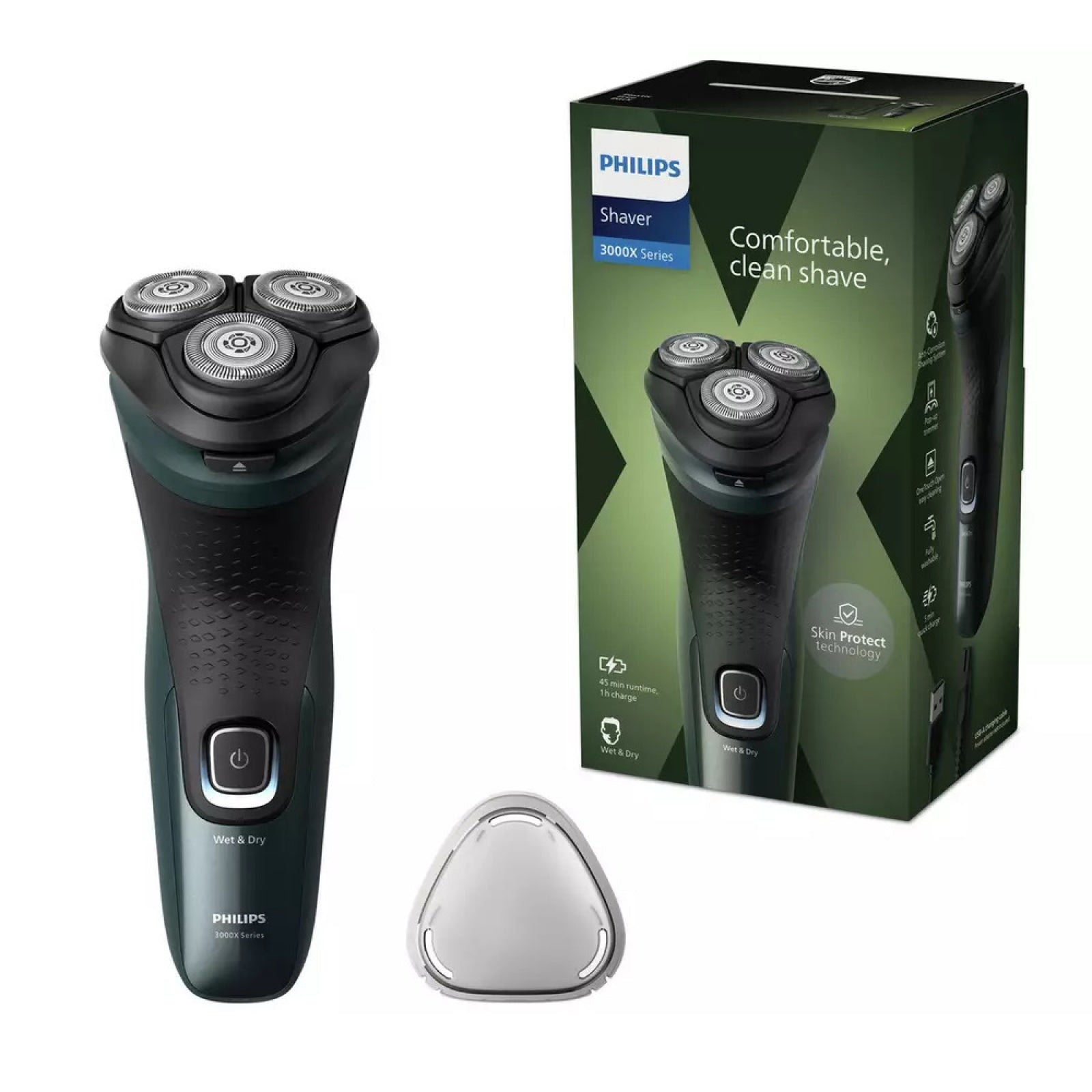 PHILIPS 3000X Series X3052/00 Wet & Dry Rotary Shaver - Dark Forest Green