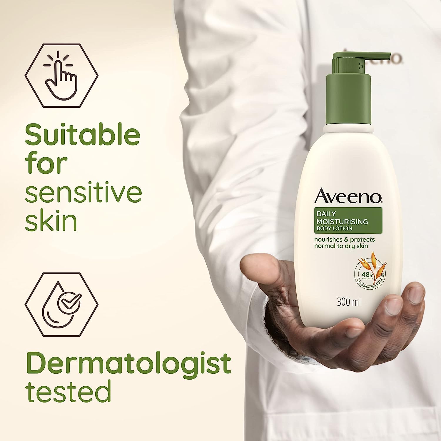 Aveeno Daily Moisturising Lotion For Normal to Dry Skin Care - Prebiotic Oatmeal and Glycerin 24 Hours 300 ml - Healthxpress.ie