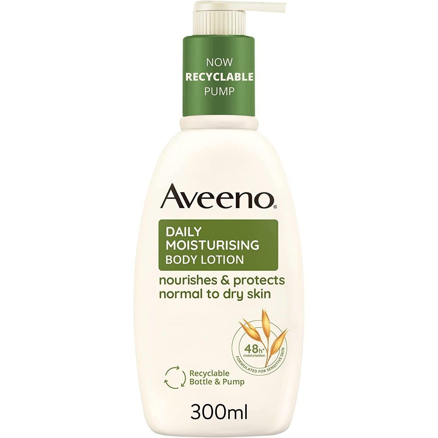Aveeno Daily Moisturising Lotion For Normal to Dry Skin Care - Prebiotic Oatmeal and Glycerin 24 Hours 300 ml - Healthxpress.ie