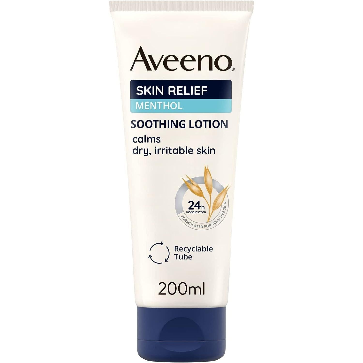 Aveeno, Skin Relief, Soothing Menthol Lotion, For Dry Sensitive & Irritable Skin, Shea Butter, 200ml
