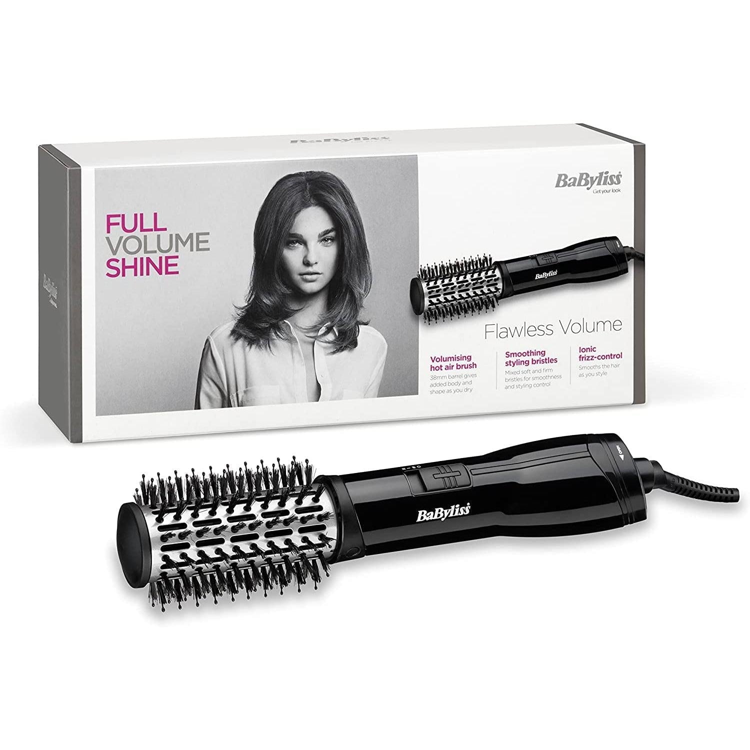 BaByliss Flawless Volume Hot Air Brush, Ionic, Dry and Style, 38mm Titanium-ceramic barrel - Healthxpress.ie
