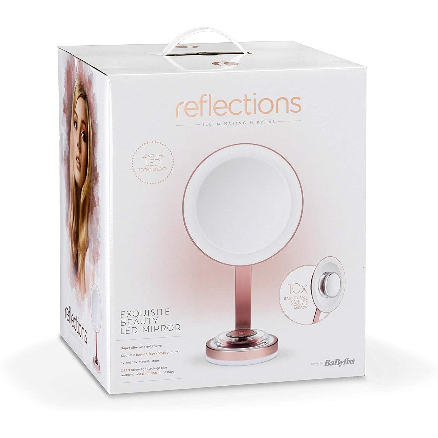 BaByliss Reflections illuminating Ultra Slim Beauty Mirror, Rose Gold - Healthxpress.ie