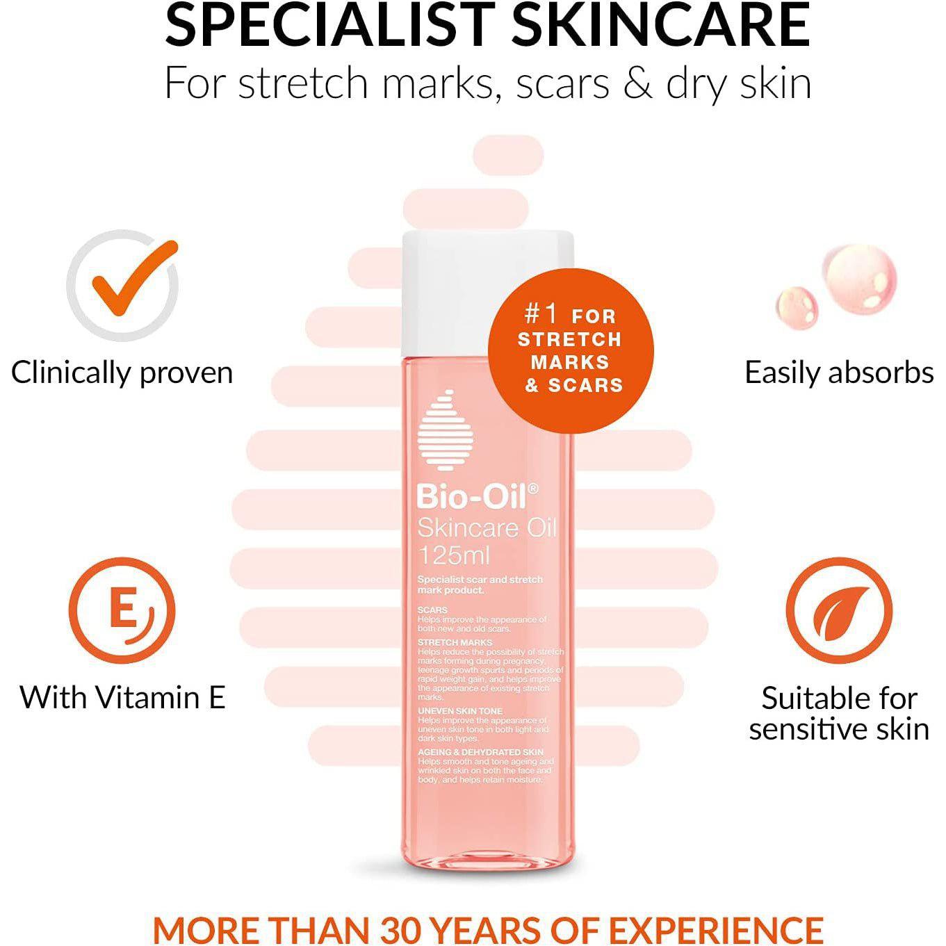 Bio-Oil Skincare Oil - Improve the Appearance of Scars, Stretch Marks and Skin Tone ,125 ml - Healthxpress.ie