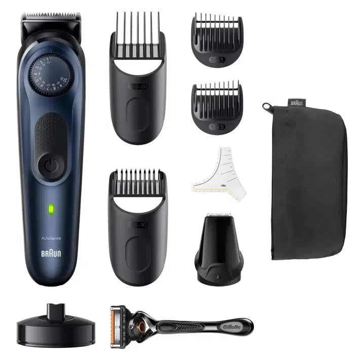 Braun Pro Beard Trimmer 7 BT7421 With ProBlade, Precision Wheel, 8 barbering tools, 100min runtime, blue