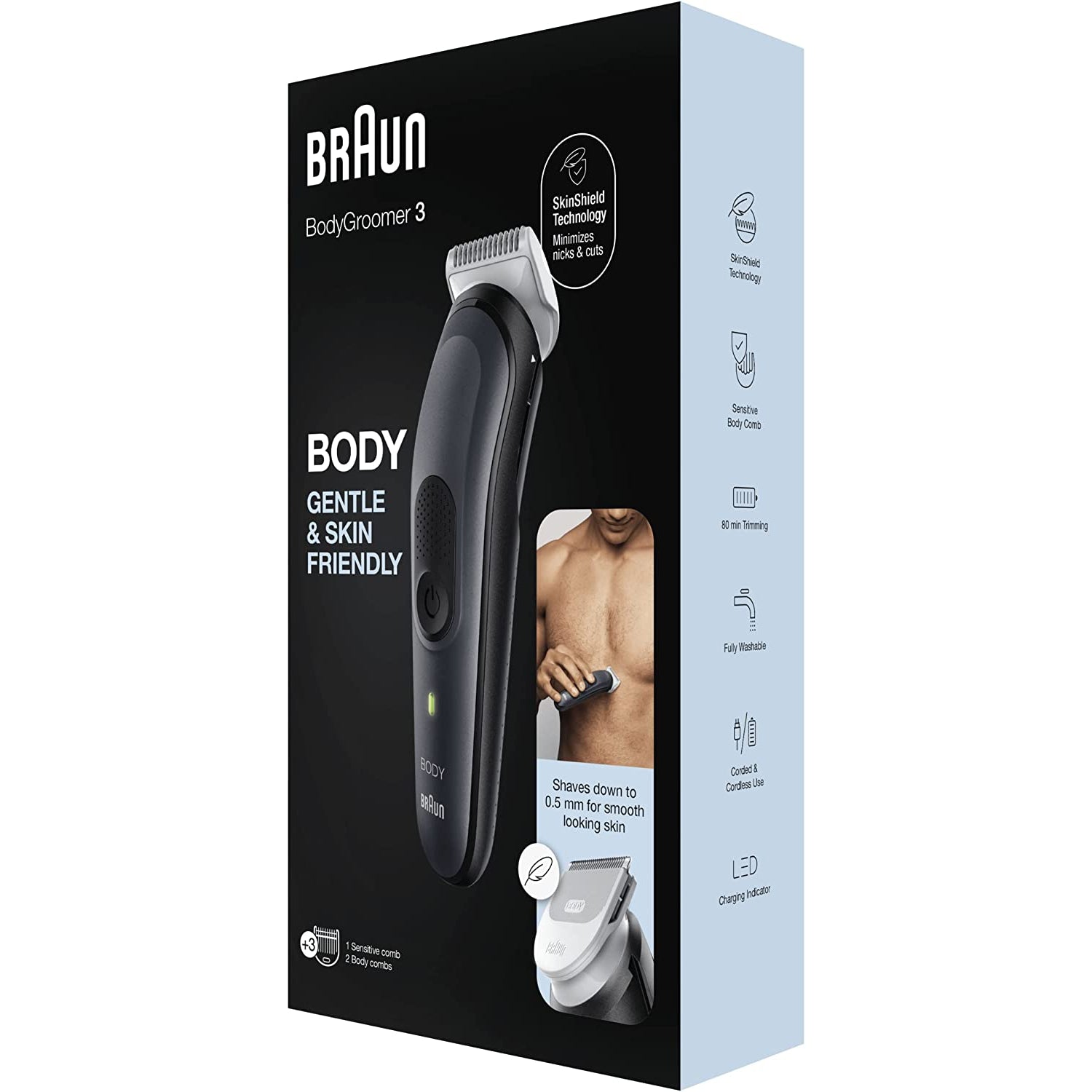 Braun Body Groomer 3 BG3350, Manscaping Tool for Men, with SkinShield Technology - Healthxpress.ie