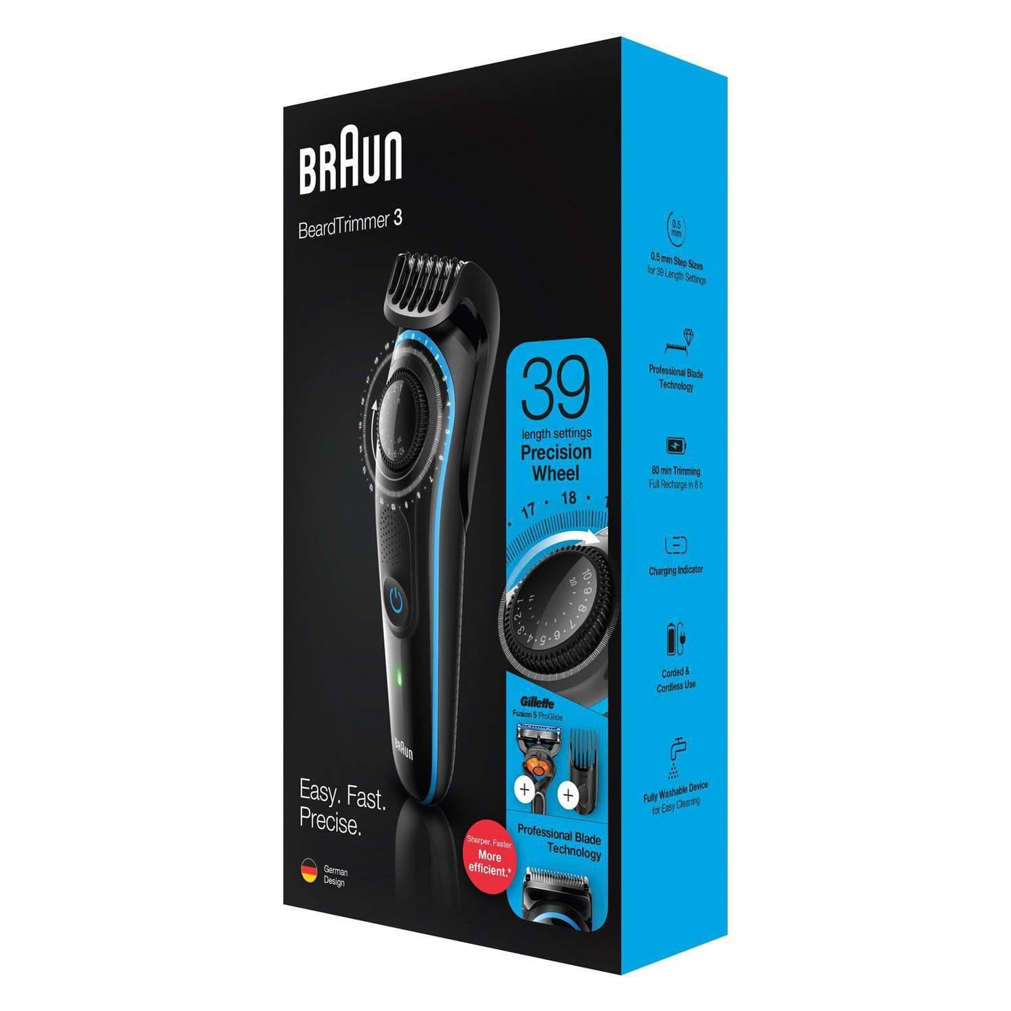 Braun BT3240 Precision Wheel Beard Trimmer w/ Gillette Fusion5 ProGlide Razor - Healthxpress.ie