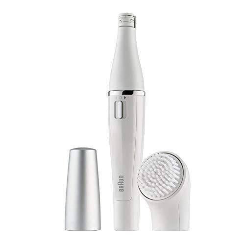 Braun Face 810 Facial Epilator, Hair Removal and Facial Cleansing, with Additional Brush and Battery, White - Healthxpress.ie