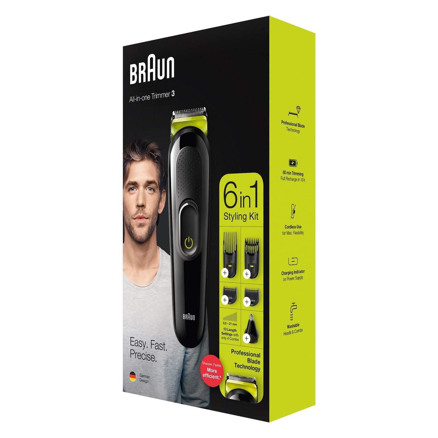 Braun Men's MGK3221 All-In-One Trimmer - 6-in-1 Styling Kit with 5 Attachments - Healthxpress.ie