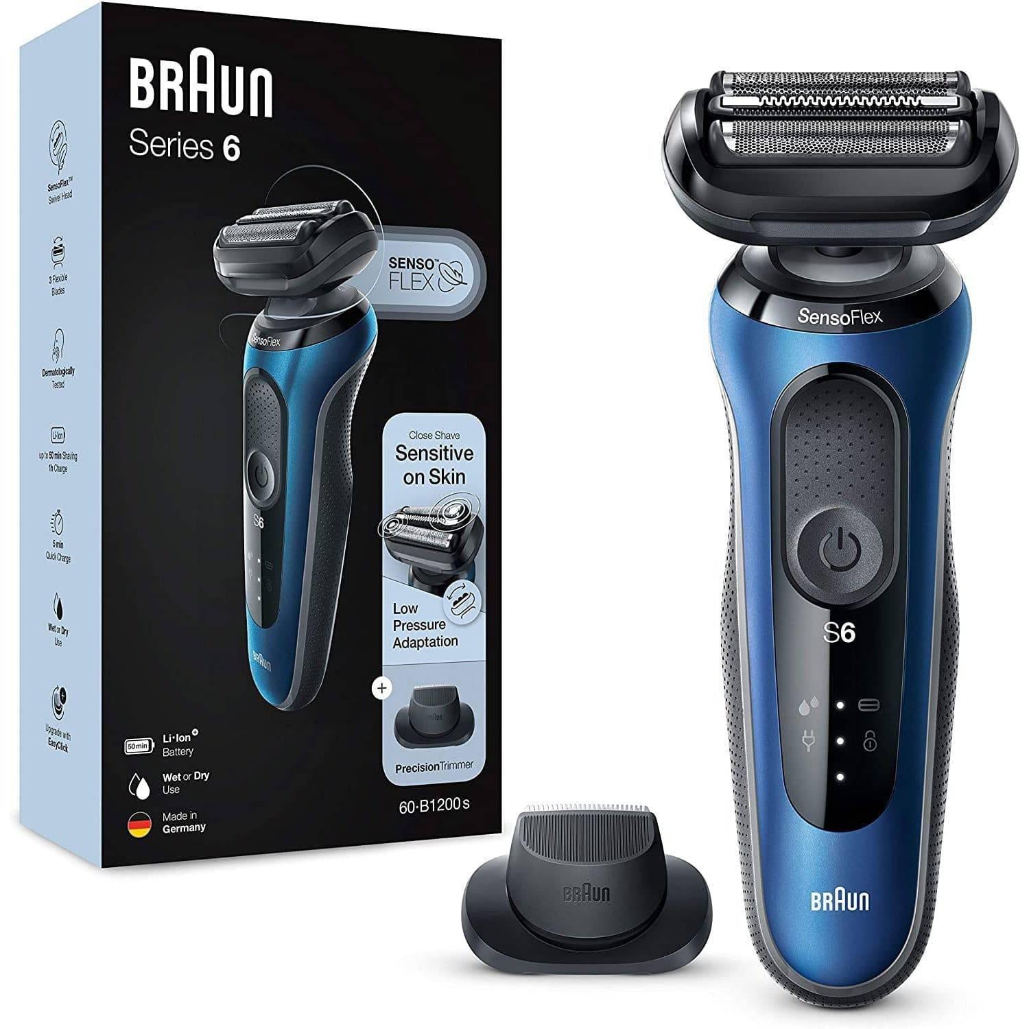 Braun Men's Series 6 60-B1200s Wet and Dry Electric Shaver w/ Travel Case - Blue - Healthxpress.ie