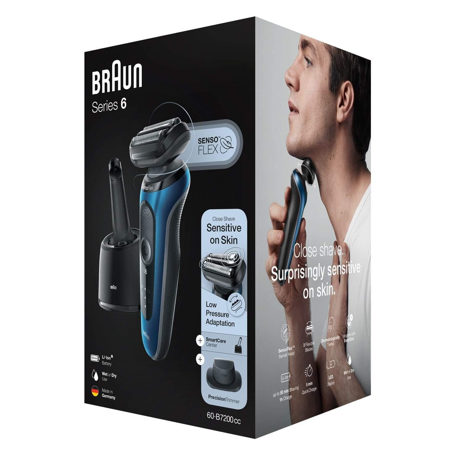 Braun Men's Series 6 60-B7200cc Wet and Dry Shaver with SmartCare Center - Blue - Healthxpress.ie