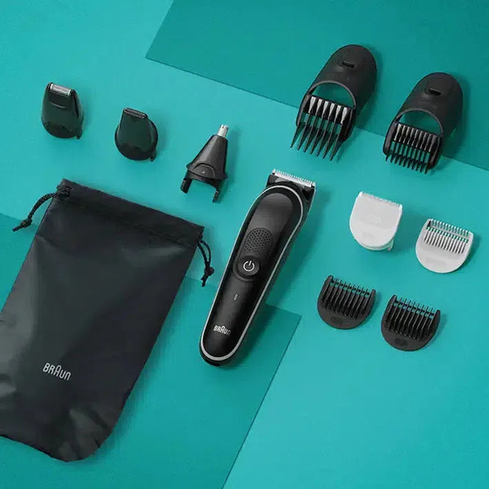 Braun 10-in-1 Style Kit Series 5 MGK5440 Beard, Body & Hair. With 100min Runtime + Pouch, Grey