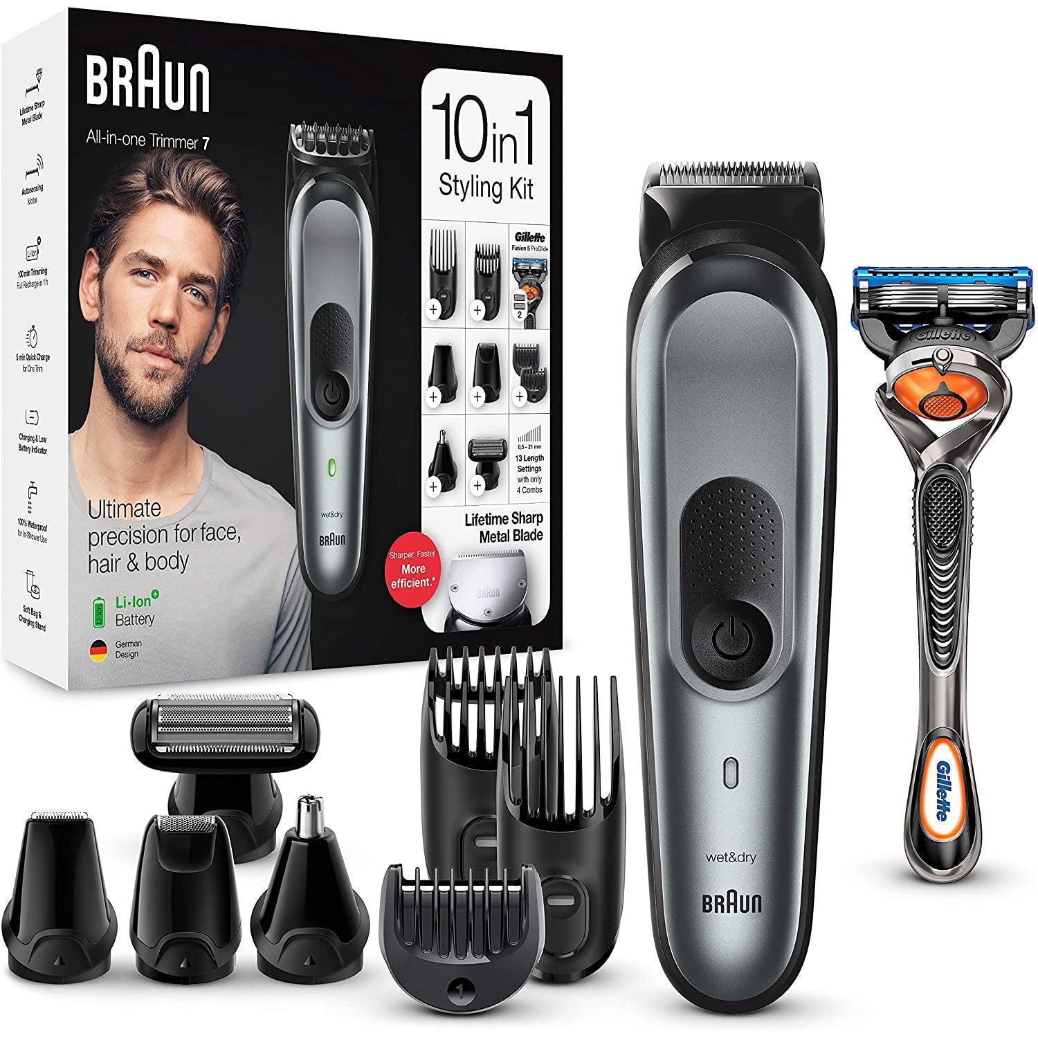 Braun MGK7220 All-In-One 10-in-1 Trimmer - with 8 Attachments and Gillette Razor - Healthxpress.ie