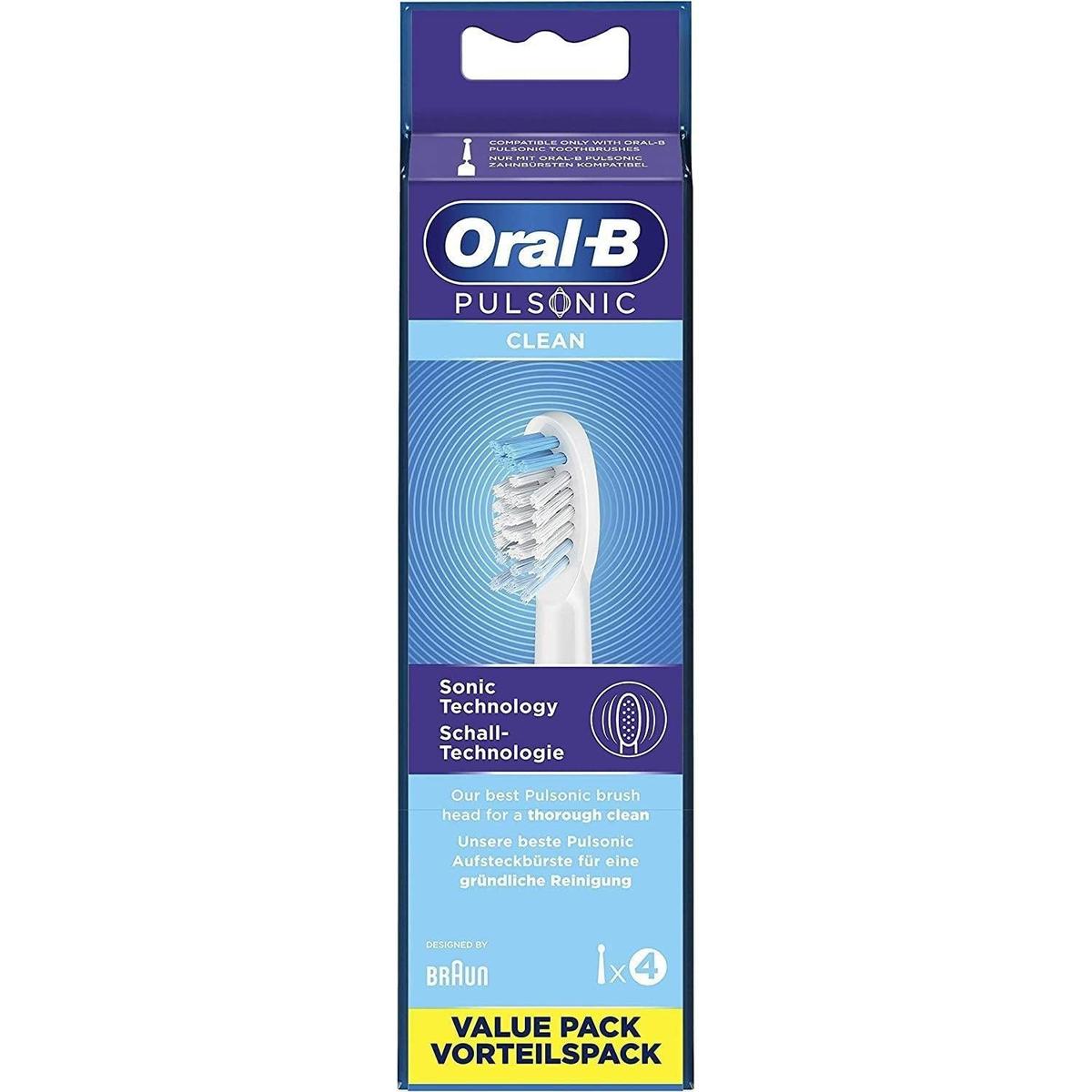 Braun Oral-B Pulsonic Clean Toothbrush Heads for Sonic Toothbrushes- Gentle Cleaning, 4 Pack - Healthxpress.ie