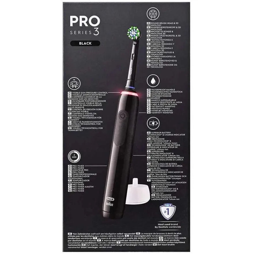 Oral-B Pro 3 Cross Action Electric Toothbrush , Smart Pressure Sensor, 2 x  Toothbrush Head, 3 Modes