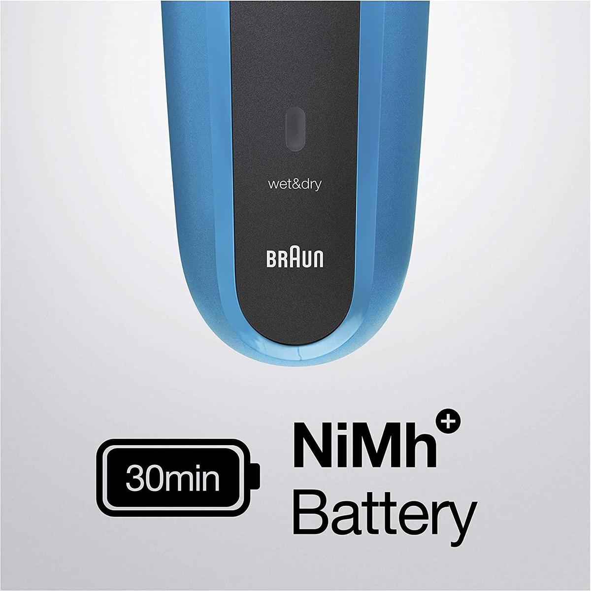 Braun Series 3 310BT - 3-in-1 Electric Shaver, Beard Trimmer with 5 Comb Attachments, Wet & Dry Black/Blue - Healthxpress.ie