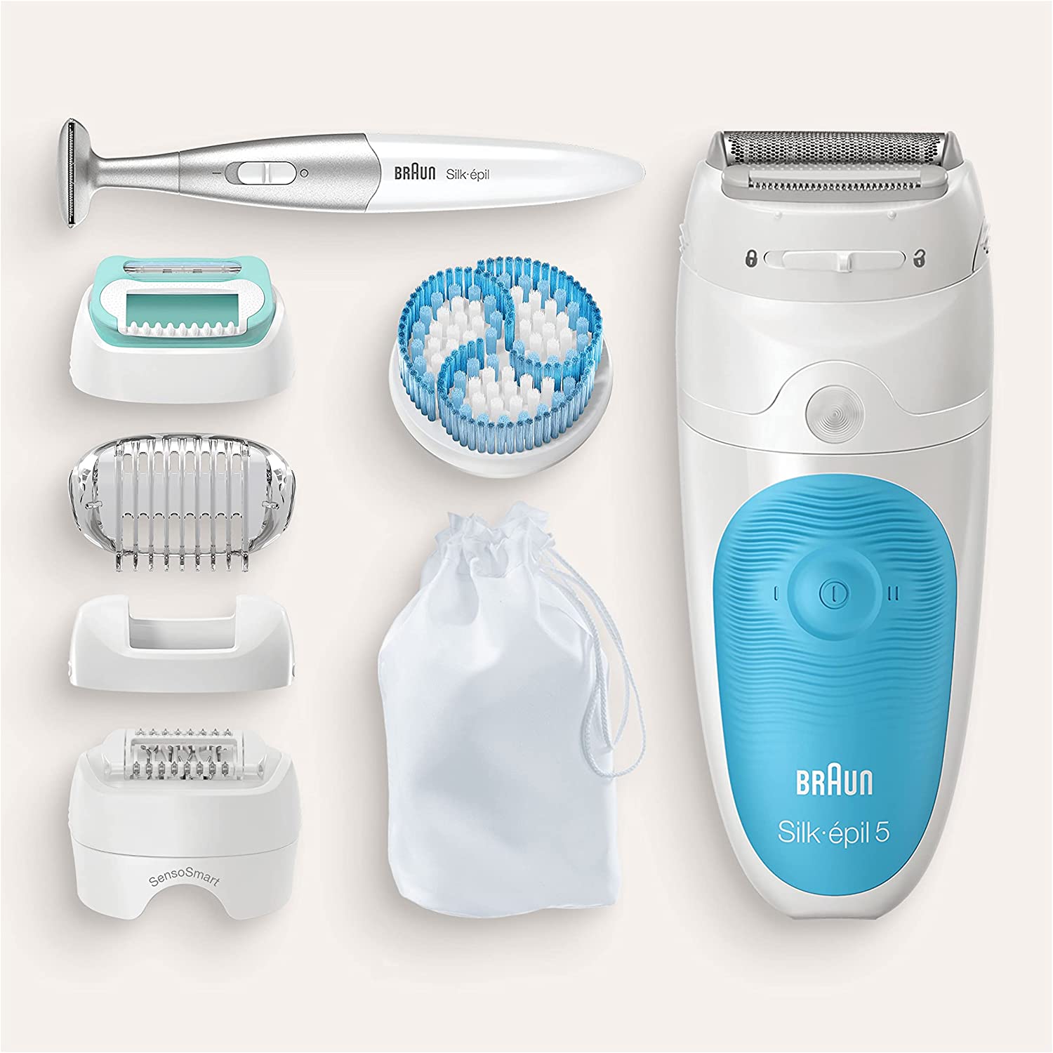 Braun Silk-épil 5, Epilator for Gentle Hair Removal, with 5 Extras, Pouch, Bikini Styler, 5-815 - Healthxpress.ie