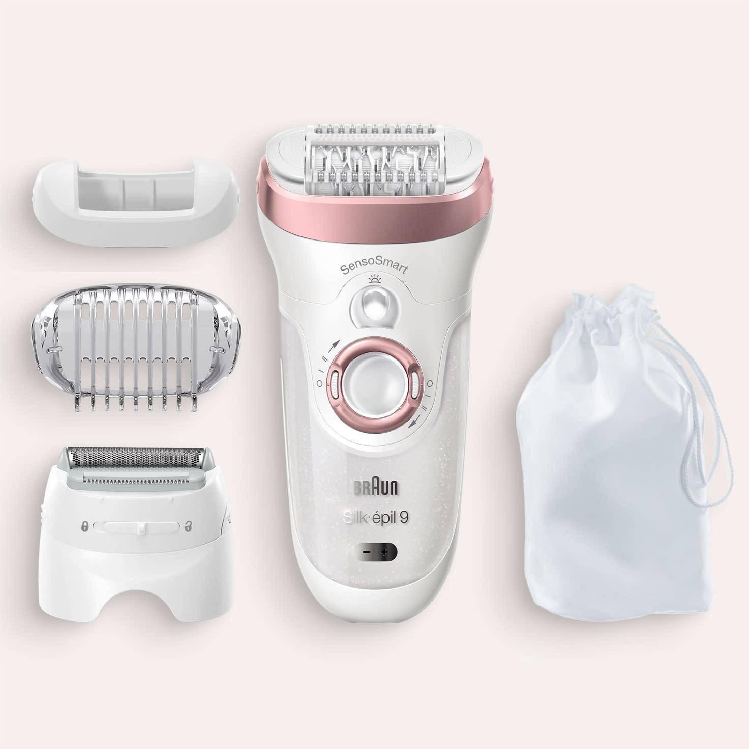 Braun Women's Silk-épil 9-720 Wet and Dry Epilator with 4 Extras - Pink/White - Healthxpress.ie