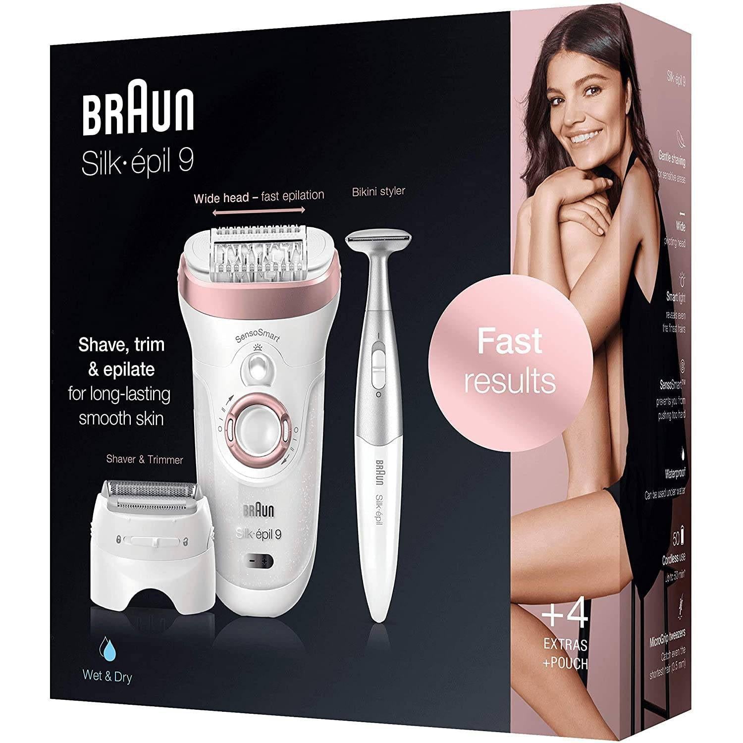 Braun Silk-Epil 9 ,Wet and Dry Epilator with 8 extras included