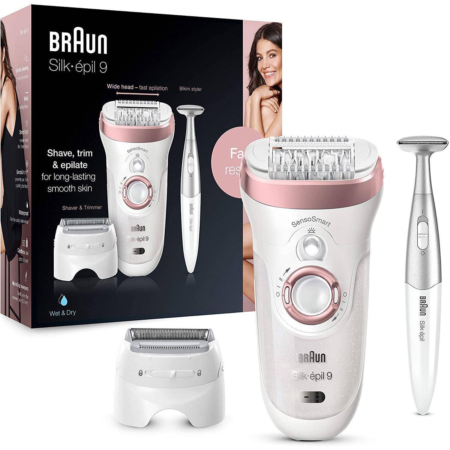 Braun Women's Silk-épil 9 SensoSmart 9/890 Wet and Dry Epilator with 4 Extras - Healthxpress.ie