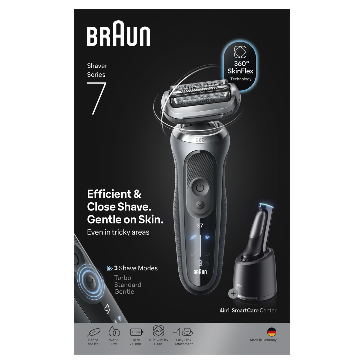 Braun Series 7 Electric Shaver, SmartCare Center, +1 Attachment, 72-G7200CC, Grey