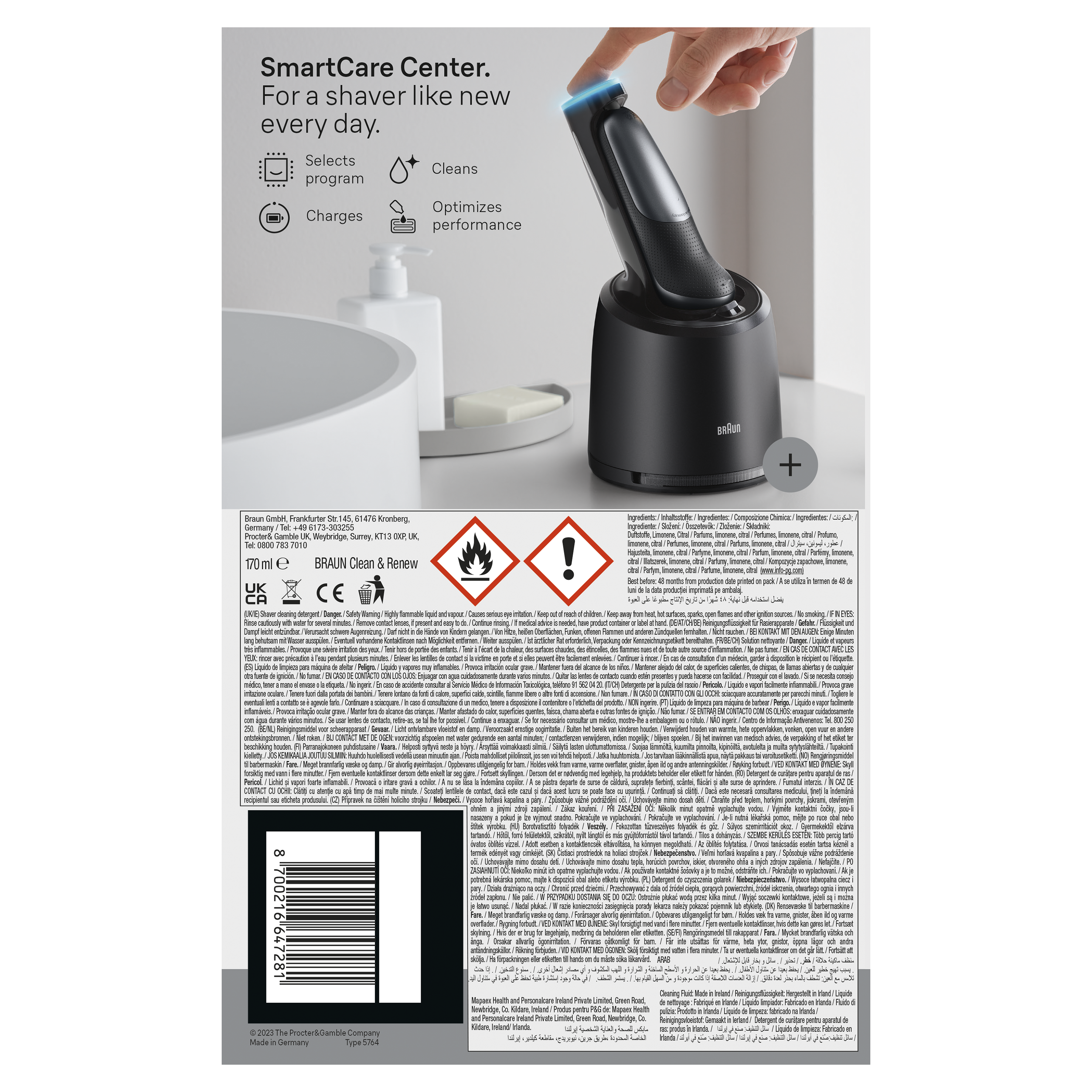 Braun Series 7 Electric Shaver, SmartCare Center, +1 Attachment, 72-G7200CC, Grey