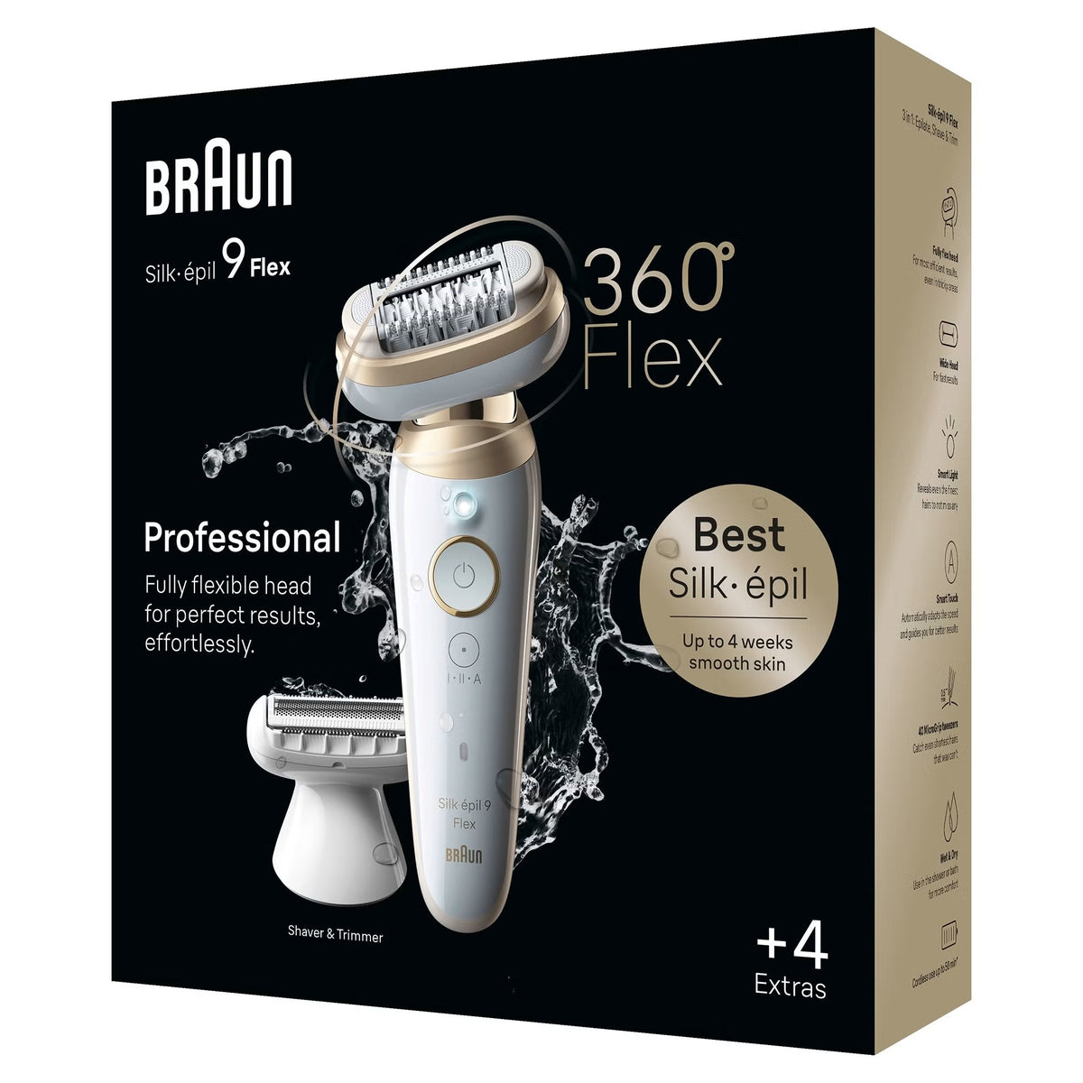 Braun Silk-épil Series 9 Flex 9-041 3D Epilator, White/Gold