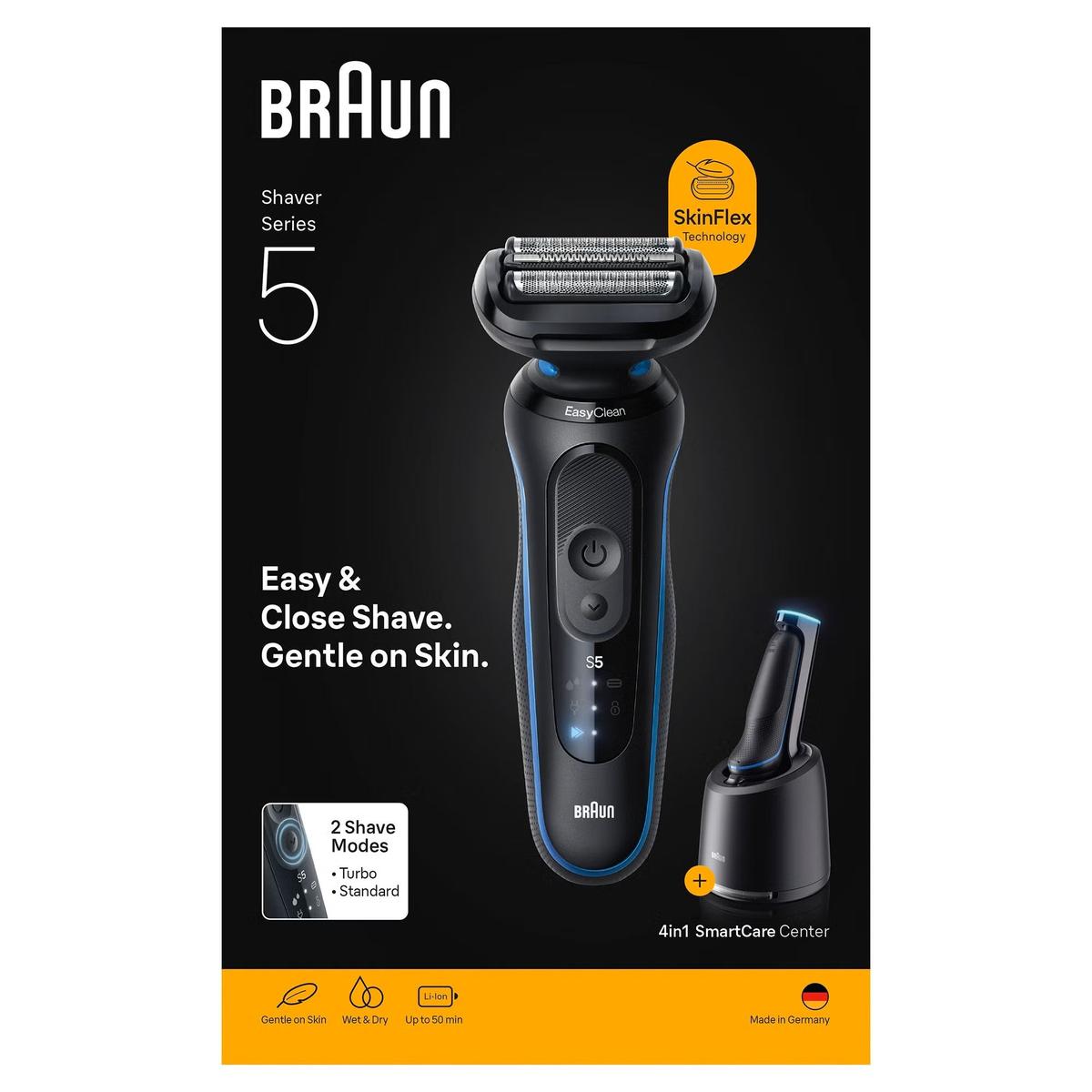 Braun Series 5 Electric Shaver 52-B7000cc with Cleaning System , Wet & Dry, Blue