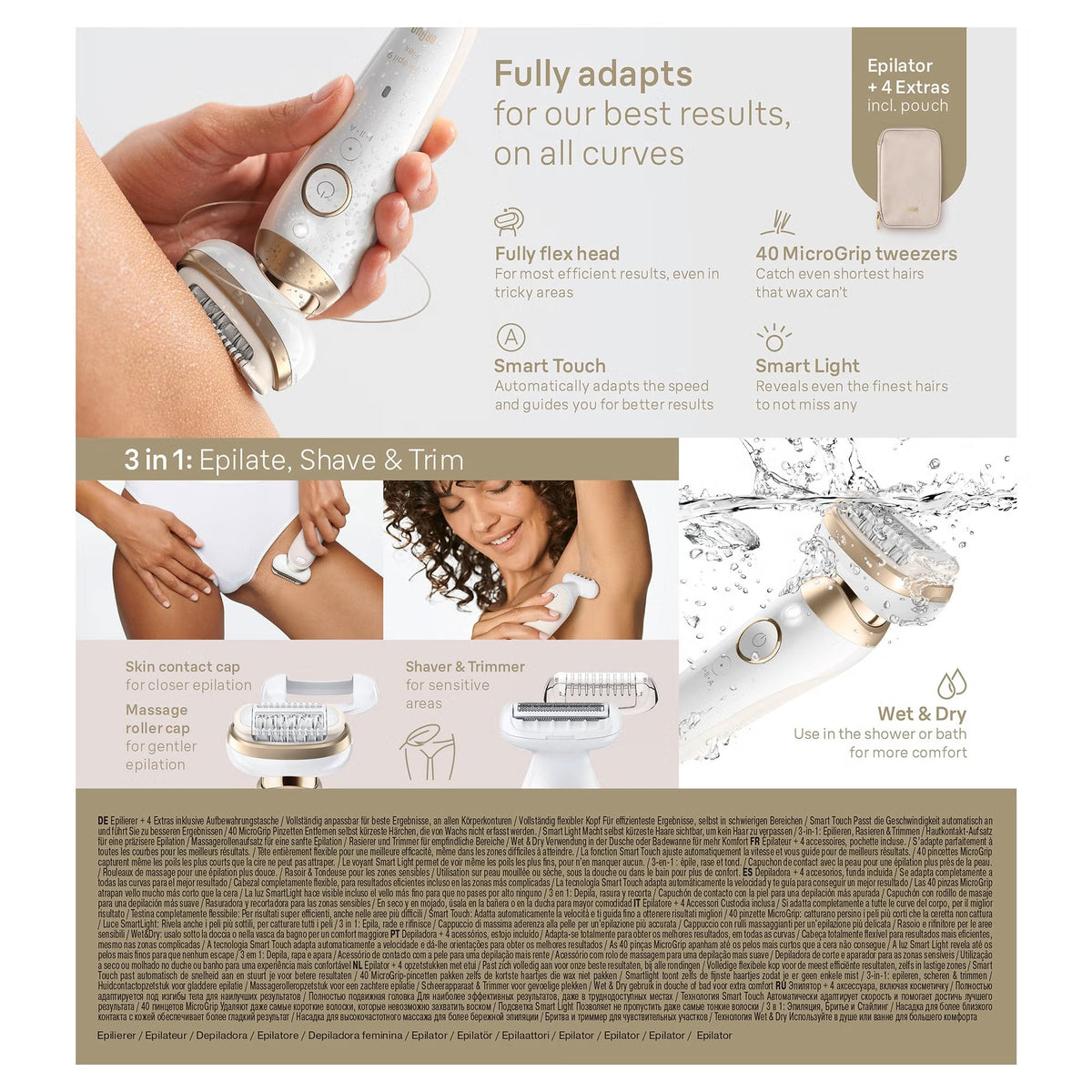 Braun Silk-épil Series 9 Flex 9-041 3D Epilator, White/Gold