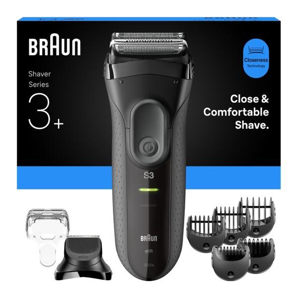 BRAUN Series 3+ 3000BT Electric Foil Shaver - Grey with Beard Trimmer