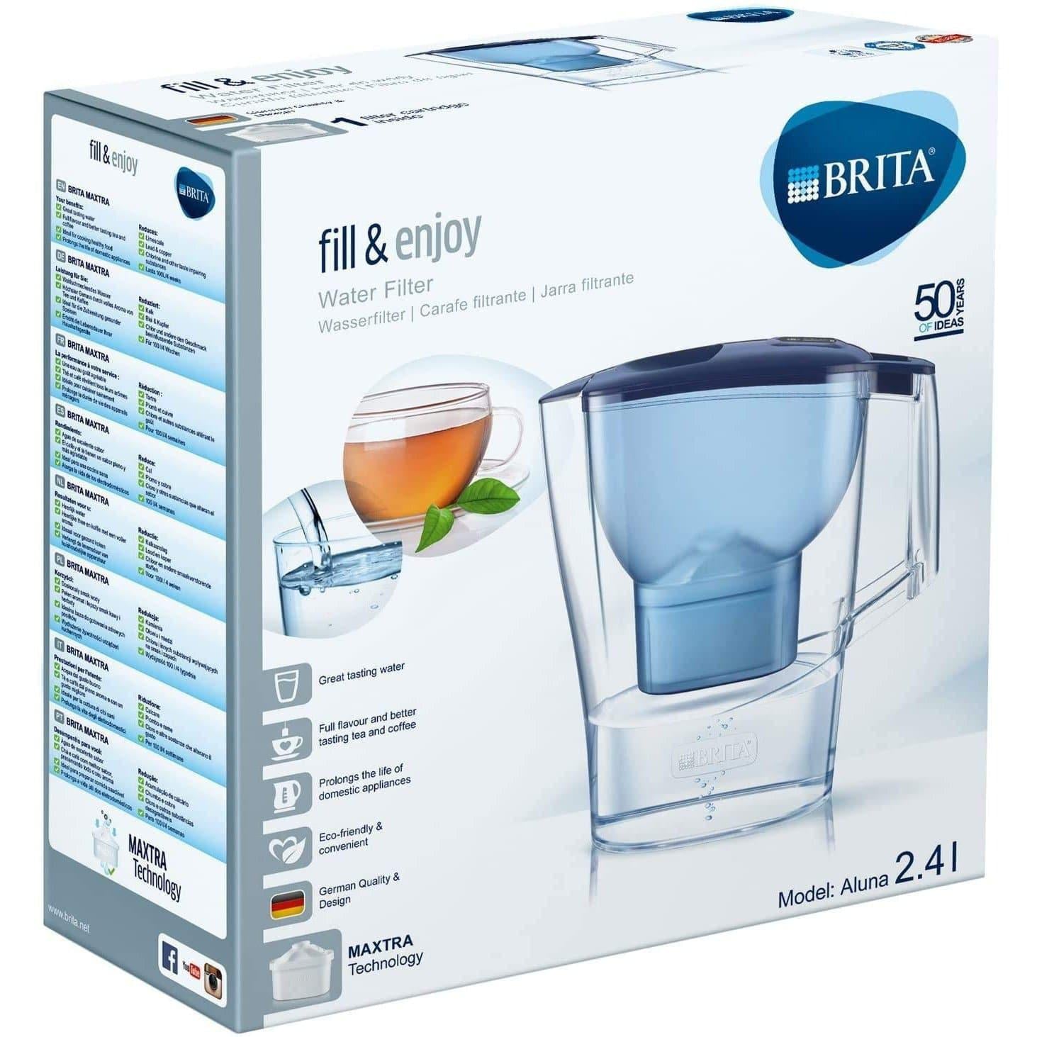 Brita Aluna MAXTRA+ Jug and Filter - MicroFlow Technology - 2.4L, Cool Blue - Healthxpress.ie