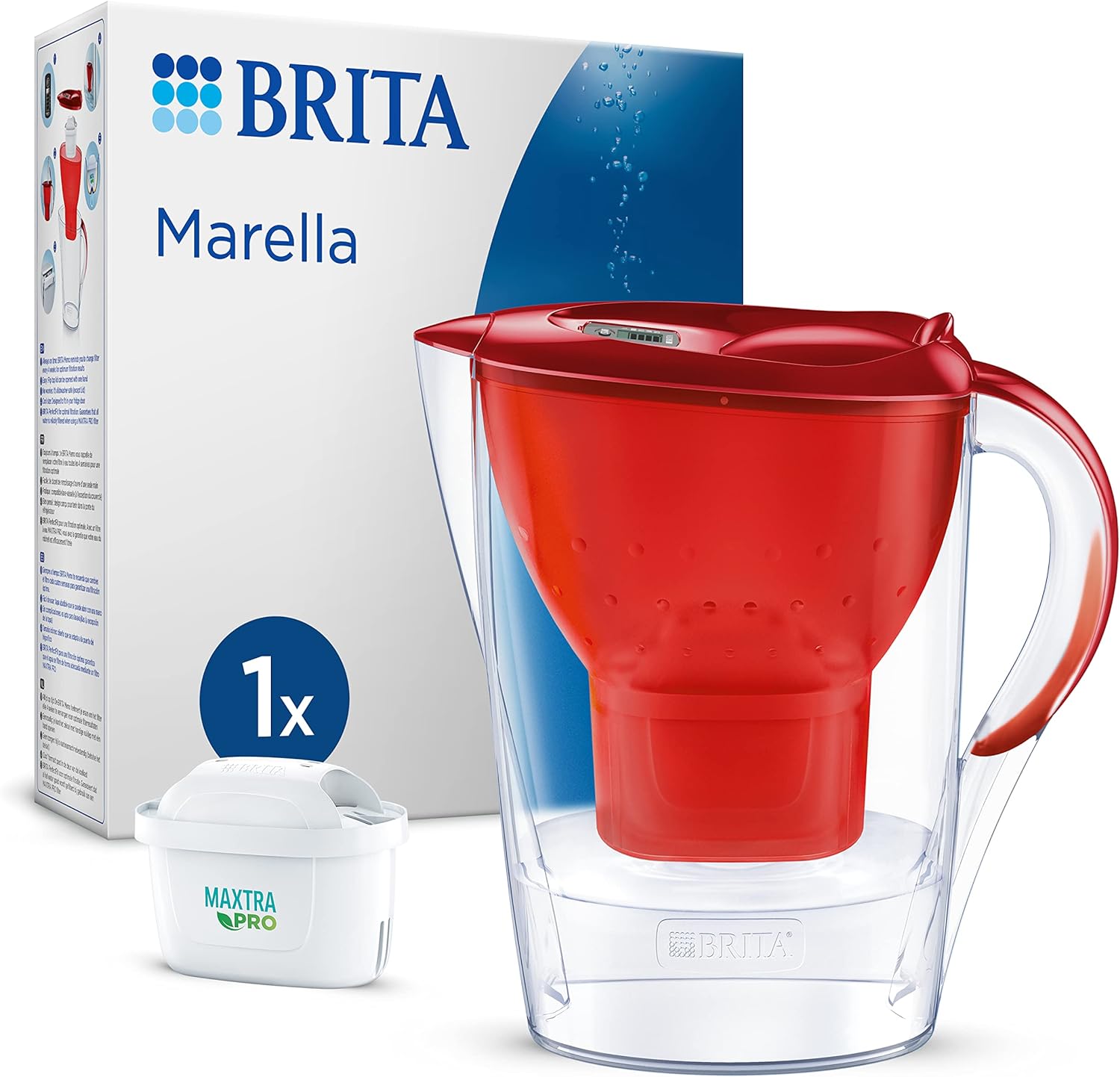 BRITA Marella Water Filter Jug with Maxtra Pro Red 2.4l