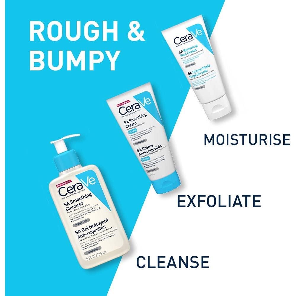 CeraVe SA Renewing Foot Cream, With salicylic acid, 3 essential ceramides & ammonium lactate, For extremely dry, rough, and bumpy feet, 88 ml/3 oz