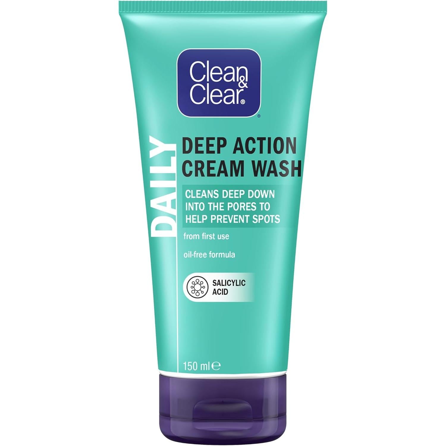Clean & Clear Deep Action Wash Cream, White, 150 ml
