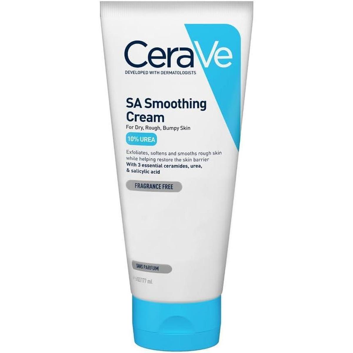 CeraVe SA Smoothing Cream 177ml white squeeze tube with blue cap and label details for rough, bumpy skin.