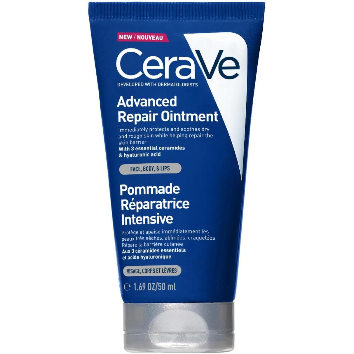 CeraVe Advanced Repair Ointment, Multi-Purpose Relief for Very Dry Chapped Skin, Face, Body & Lips With 3 Essential Ceramides, 50ml
