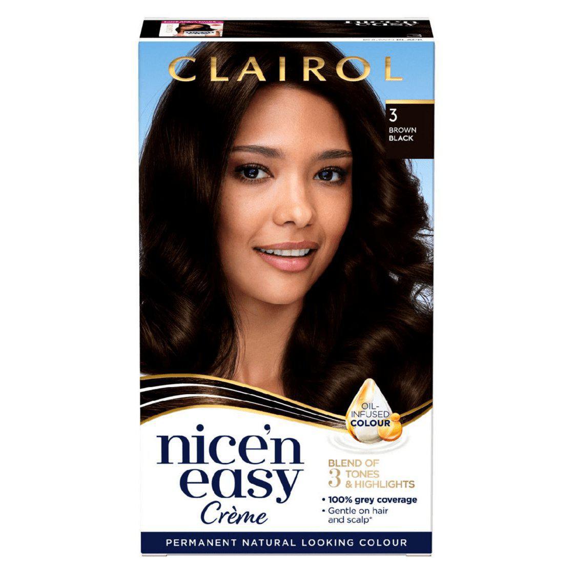 Clairol Nice N Easy Crème Natural Looking Permanent Hair Dye - 3 Brown Black - Healthxpress.ie
