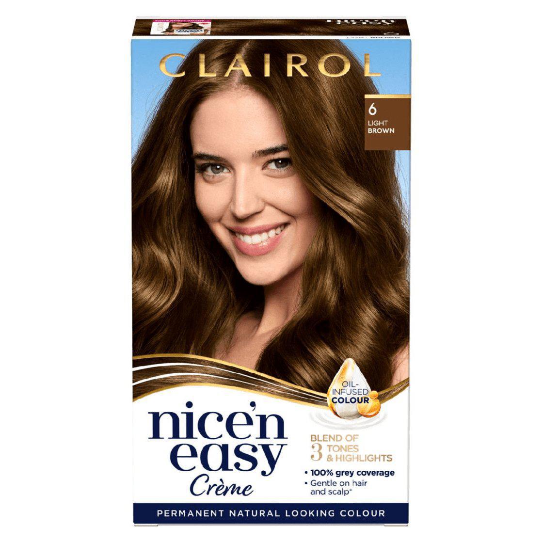 Clairol Nice N Easy Crème Natural Looking Permanent Hair Dye - 6 Light Brown - Healthxpress.ie