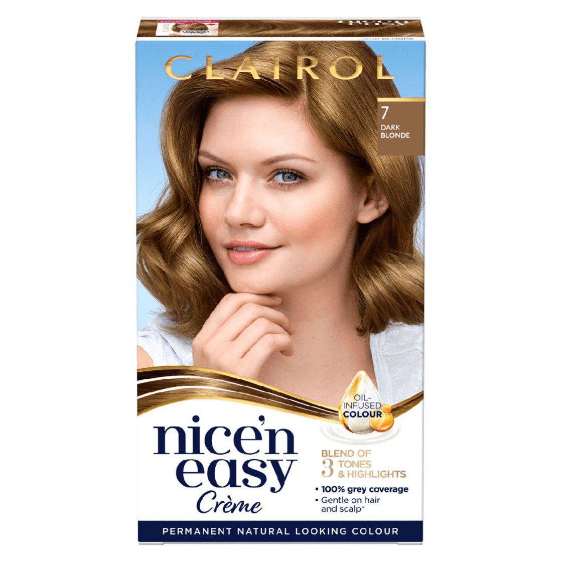Clairol Nice N Easy Crème Natural Looking Permanent Hair Dye - 7 Dark Blonde - Healthxpress.ie