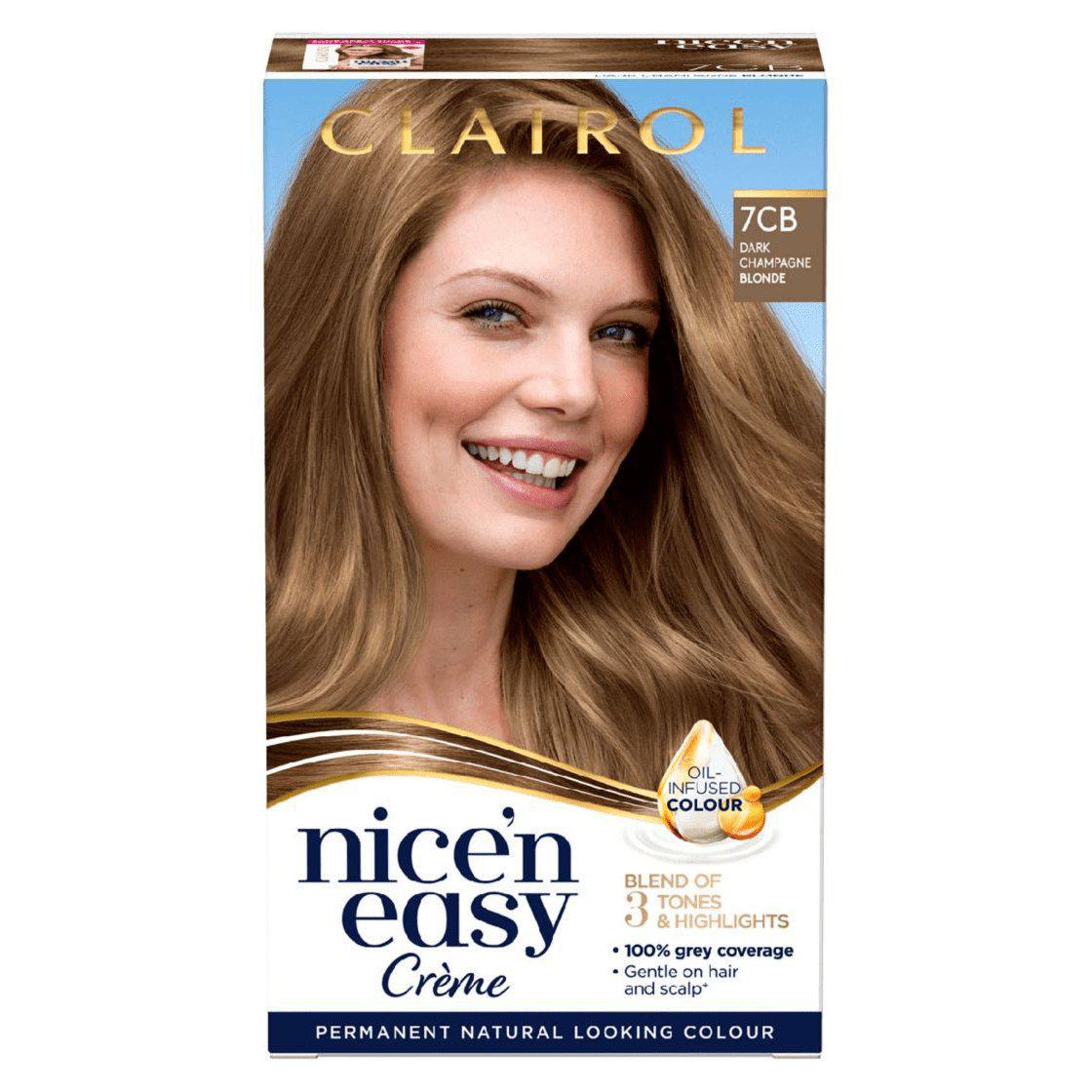 Clairol Nice N Easy Crème Natural Permanent Hair Dye - 7CB Dark Champagne Blonde - Healthxpress.ie