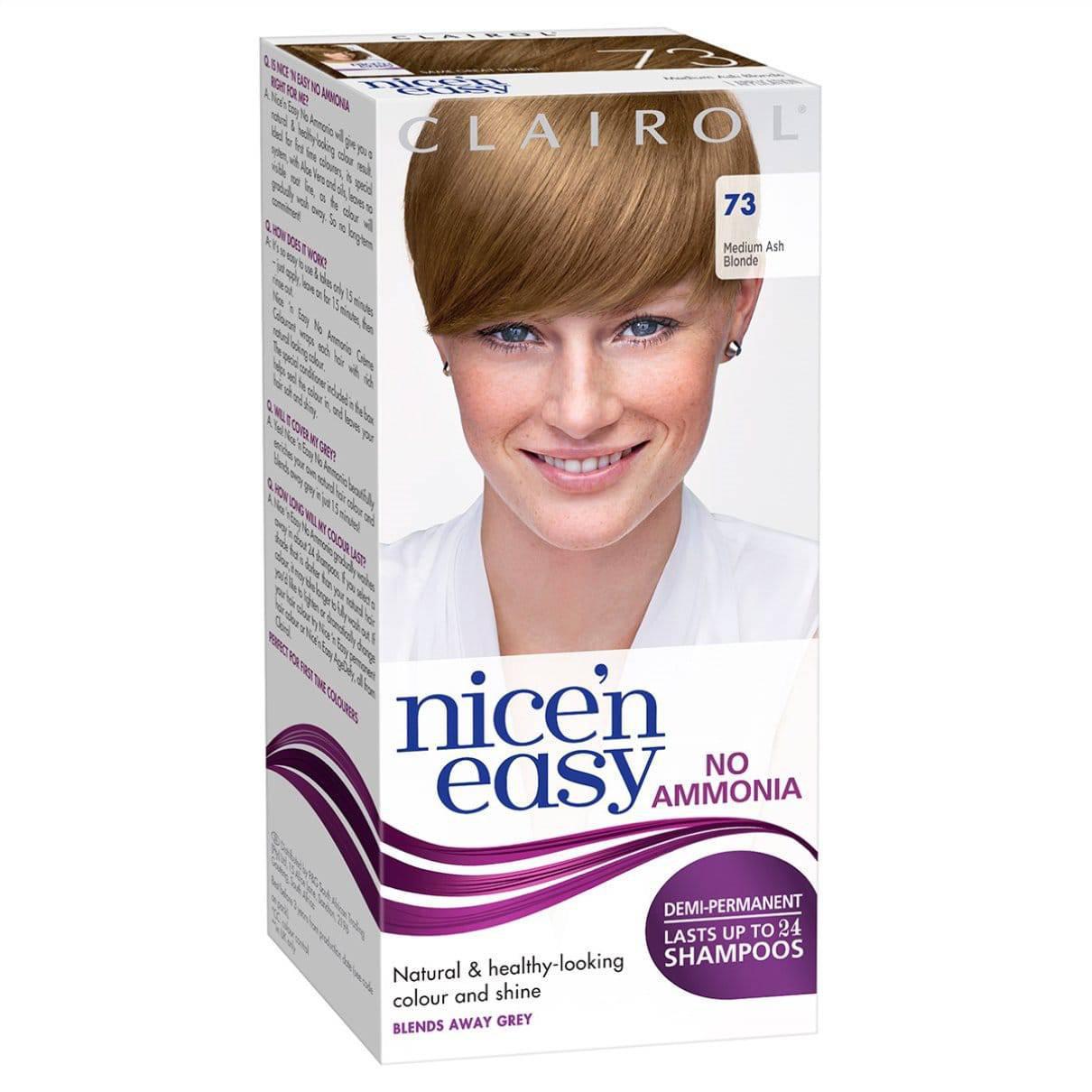 Clairol Nice N Easy No Ammonia Semi-Permanent Hair Dye - 73 Medium Ash Blonde