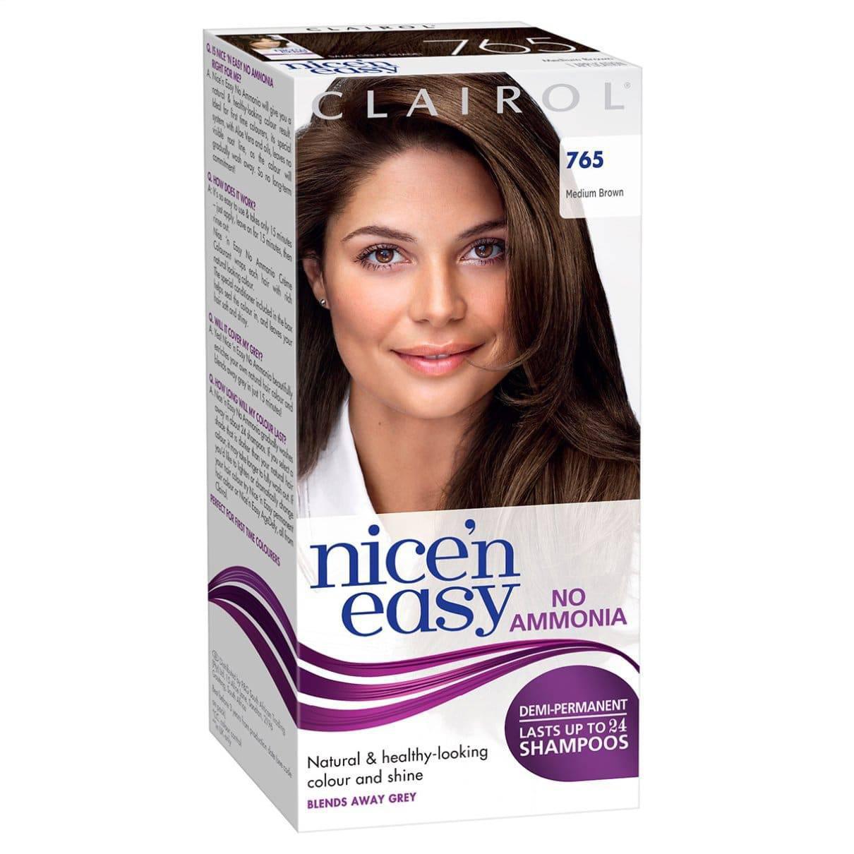 Clairol Nice N Easy No Ammonia Semi-Permanent Hair Dye - 765 Medium Brown - Healthxpress.ie