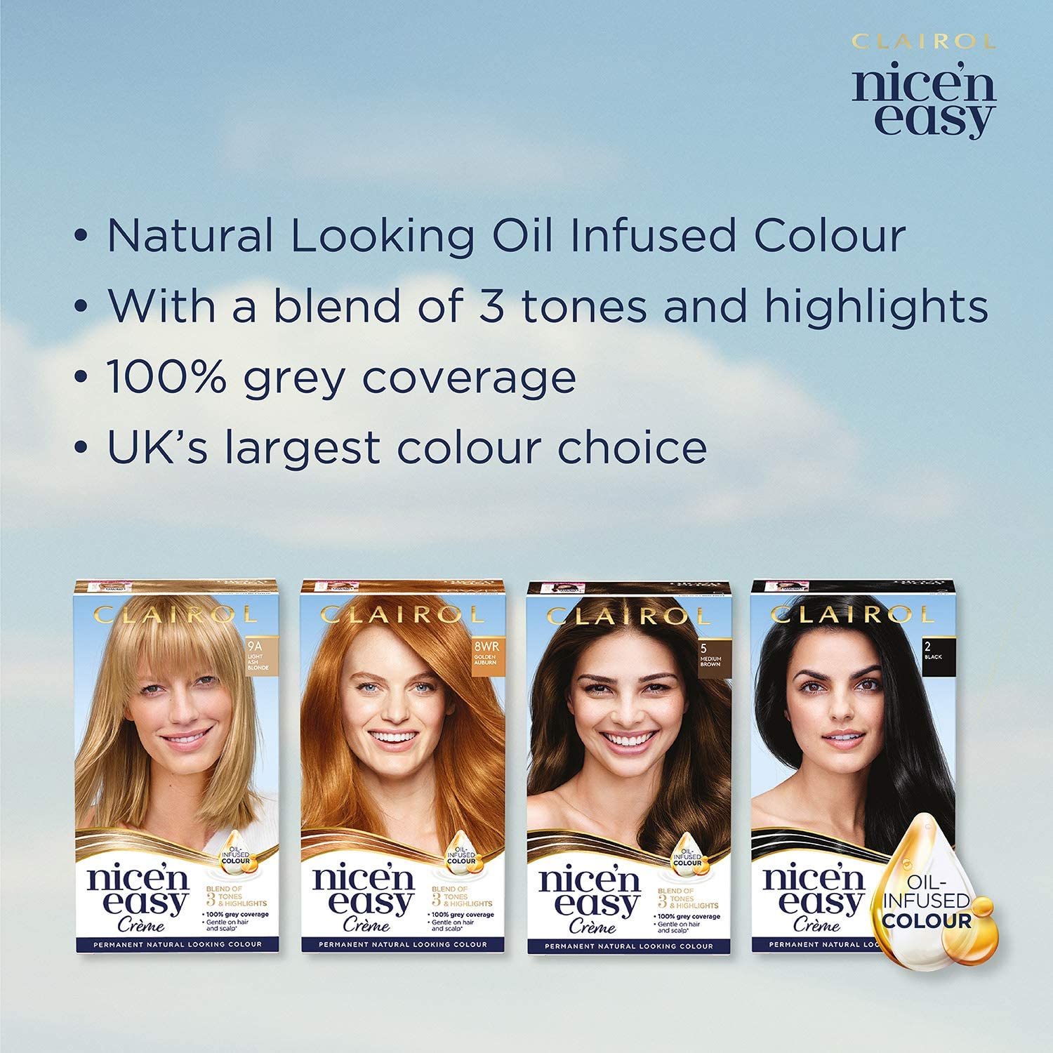 Clairol Nice'n Easy Crème, Natural Looking Oil Infused Permanent Hair Dye, 8S Soft Silver - Healthxpress.ie