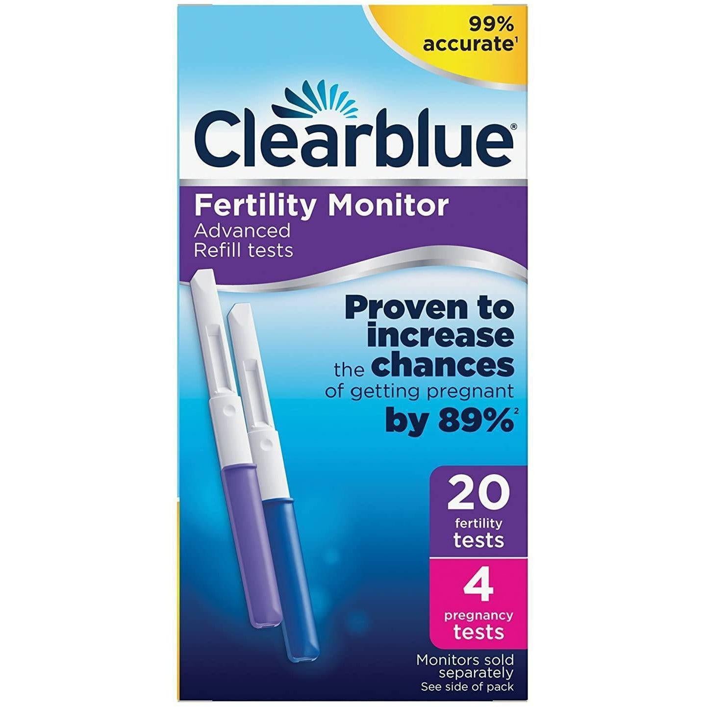 Clearblue Advanced Fertility Monitor Refill Test Sticks with 4 Pregnancy Tests - Pack of 20 +4 - Healthxpress.ie