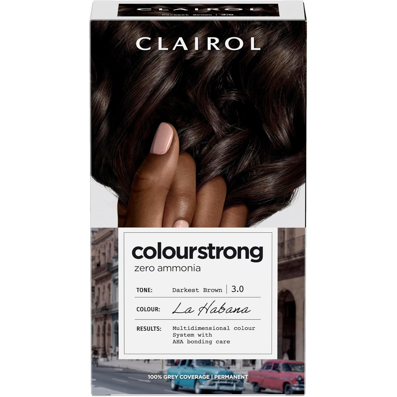 Clairol Colour Strong Permanent Hair Dye - 3.0 Darkest Brown